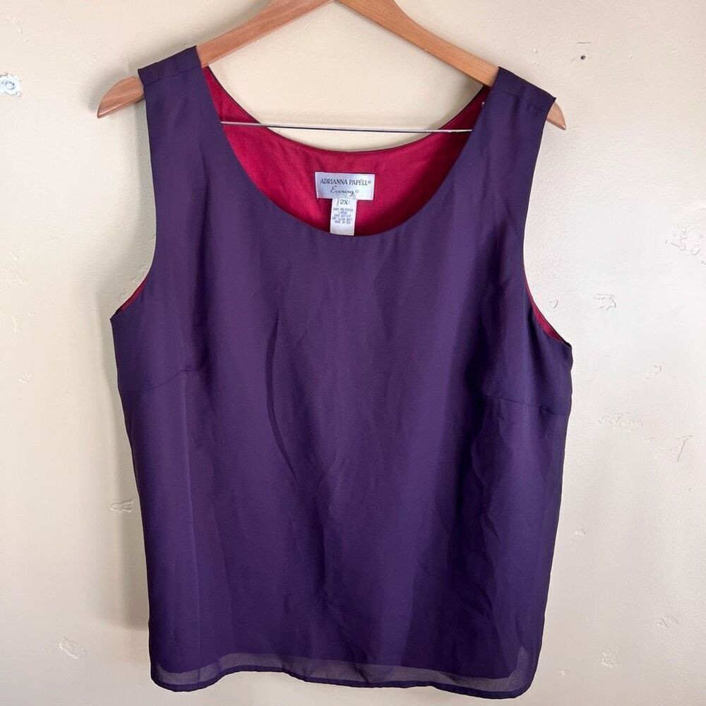 Adrianna Papell Evenings Womens Dressy Lined Dark Purple Tank Size 2X Formal